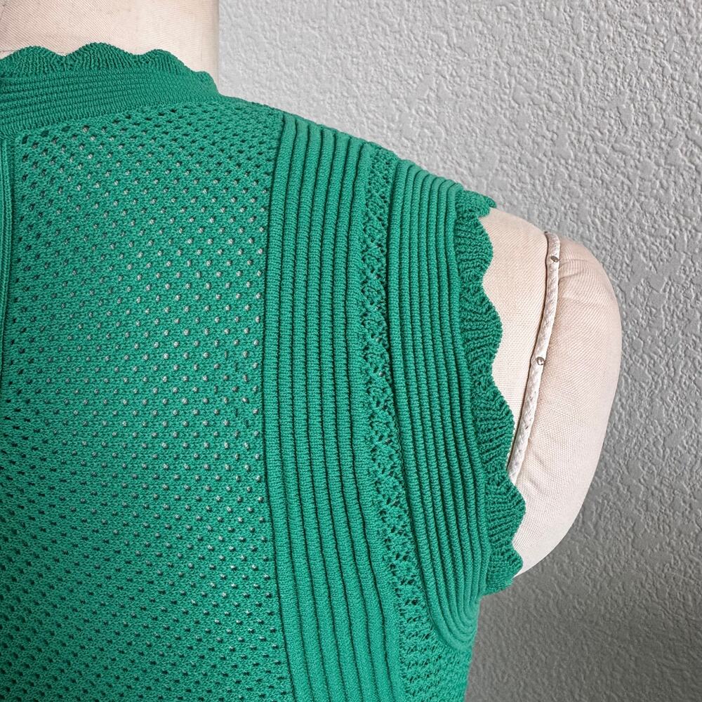 The Kooples | NWT Kelly Green Knit Pointelle Fit & Flare Dress Size 0/XS - Picture 9 of 12